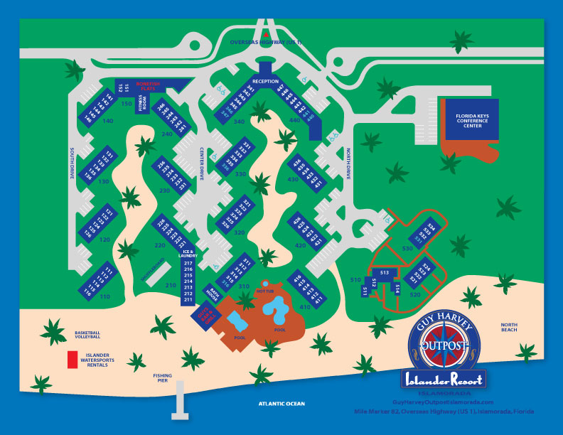 Oceanside Resort Map of Guy Harvey Outpost Resort in Florida